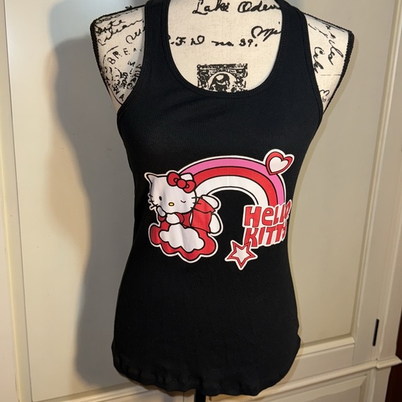 Hello Kitty Sanrio Retro Black Tank Top Juniors size Large slim fit - Picture 5 of 11